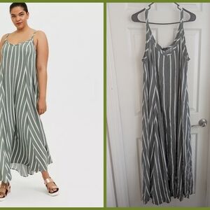 Torrid Gray and White Striped Maxi Dress
